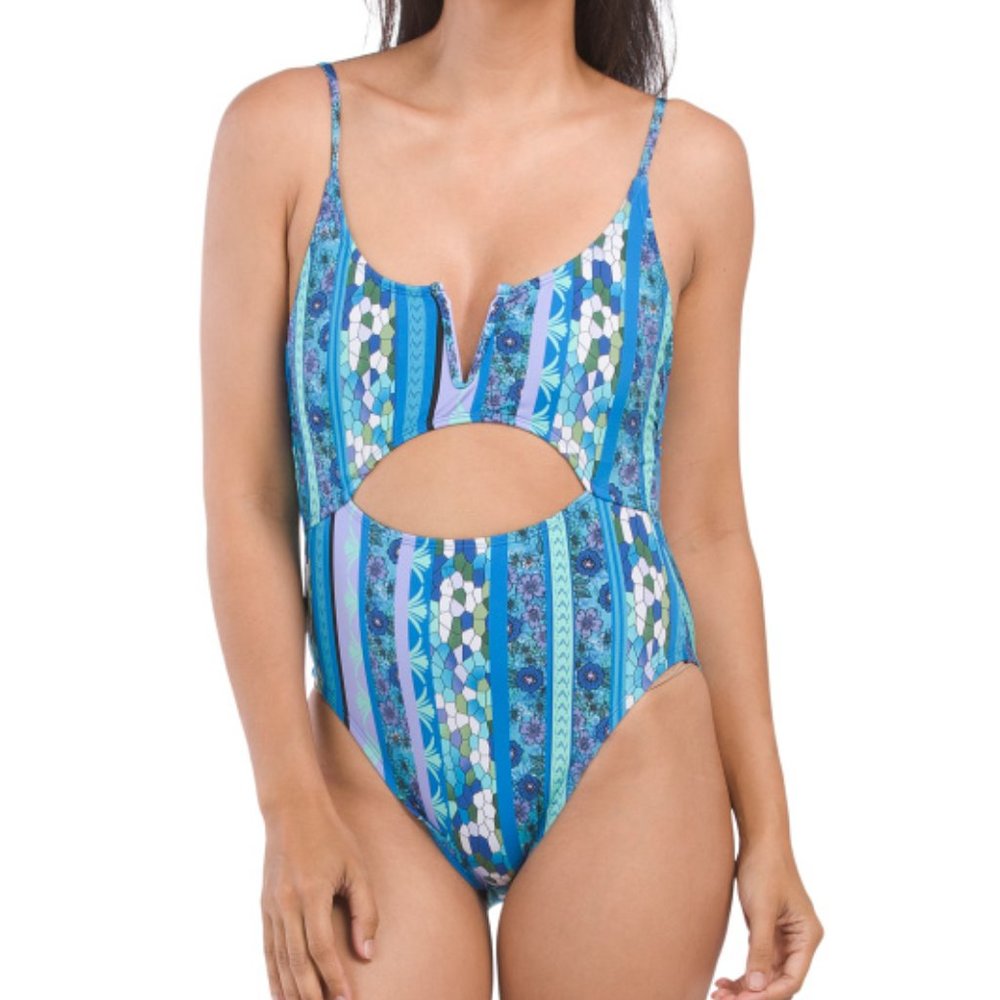 LUCKY BRAND V-neck Underwire One-piece Swimsuit